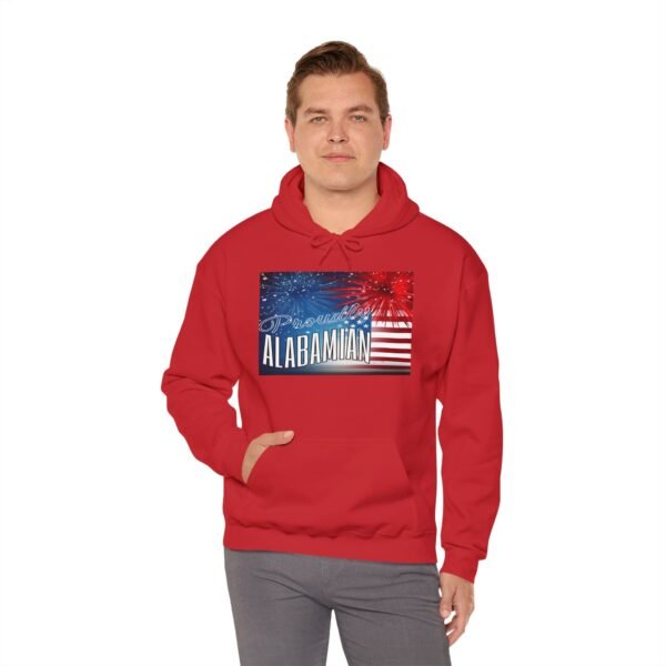 Proudly Alabamian Hoodie – Patriotic Fireworks & Flag Design Unisex Heavy Blend™ Hooded Sweatshirt - Image 7