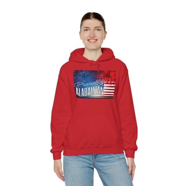 Proudly Alabamian Hoodie – Patriotic Fireworks & Flag Design Unisex Heavy Blend™ Hooded Sweatshirt - Image 8