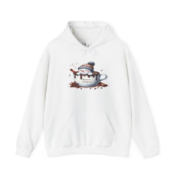 "Snow Choco - Adorable Hot Chocolate Winter Snowman Unisex Heavy Blend™ Hooded Sweatshirt for Men & Women - Image 2