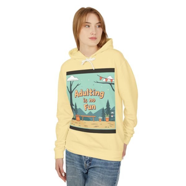 Cozy ‘Adulting Is No Fun’ Hoodie – Funny & Relatable Lightweight Unisex Hooded Sweatshirt