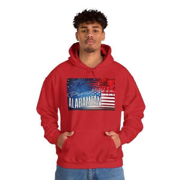 Proudly Alabamian Hoodie – Patriotic Fireworks & Flag Design Unisex Heavy Blend™ Hooded Sweatshirt - Image 6