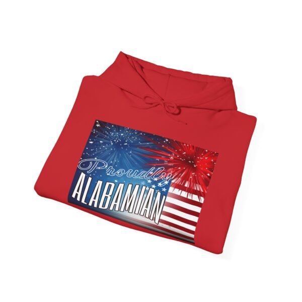 Proudly Alabamian Hoodie – Patriotic Fireworks & Flag Design Unisex Heavy Blend™ Hooded Sweatshirt - Image 5