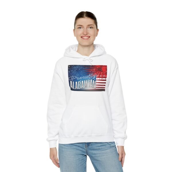 Proudly Alabamian Hoodie – Patriotic Fireworks & Flag Design Unisex Heavy Blend™ Hooded Sweatshirt - Image 14