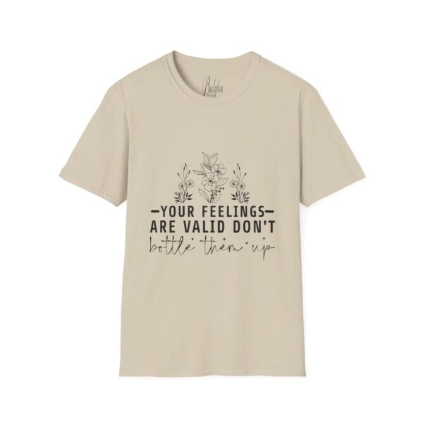 💙 "Your Feelings Are Valid – Don’t Bottle Them Up" – Speak Your Truth ✨Unisex Soft style T-Shirt - Image 3